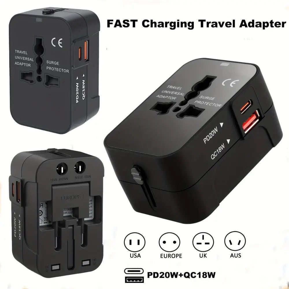 Portable 20W Travel Charger with USB Type-C Outlets