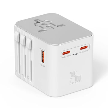 Universal Travel Adapter – 4 AC Outlets, 1 USB, 2 Type-C PD 25W Ports