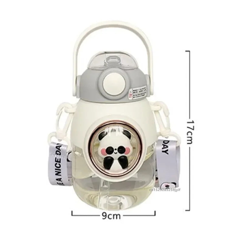 Kids Cartoon Bottle with Straw & Handle