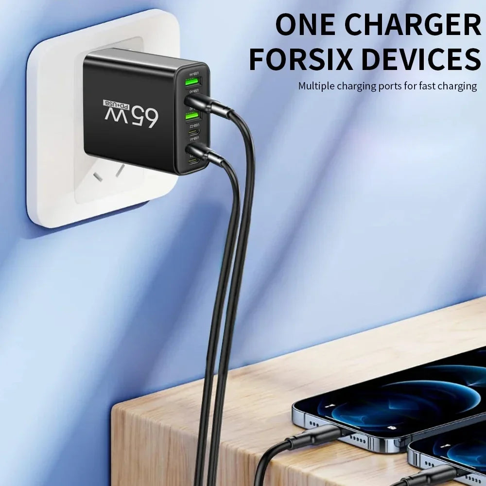 6-Port 65W USB PD Fast Charger