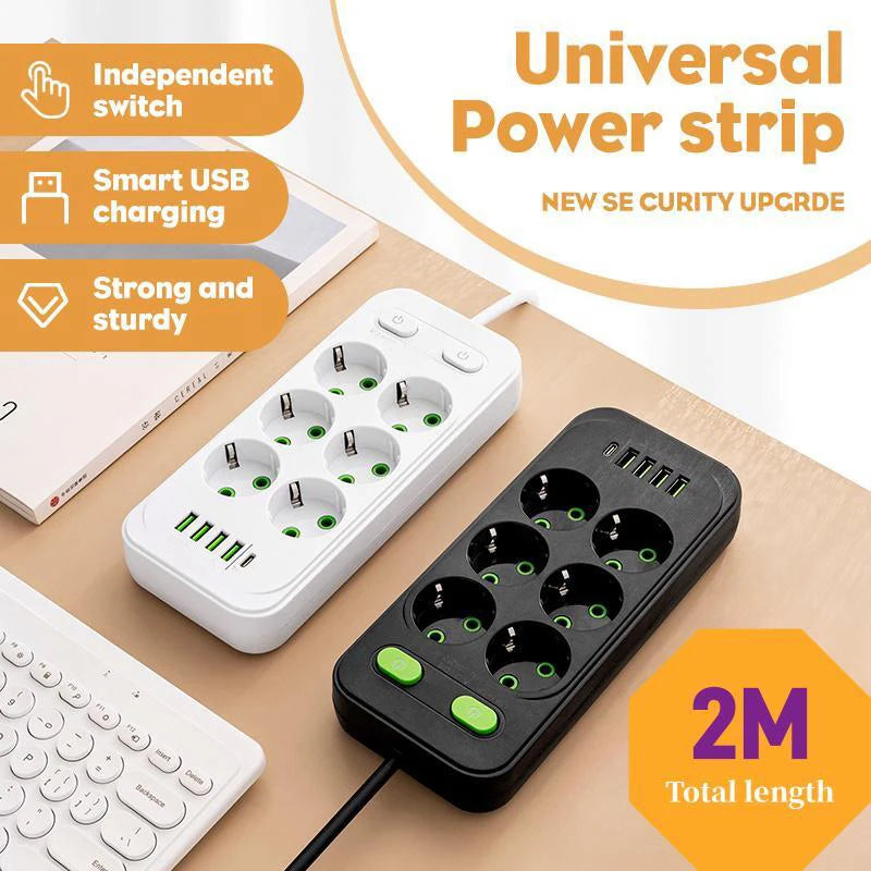 EU Plug Power Strip with USB Type-C