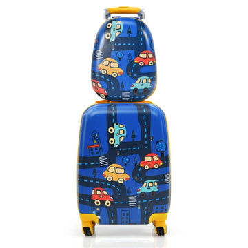 2-Piece Kids Luggage Set – 18" ABS Spinner Suitcase & 12" Backpack with Adjustable Handle for School and Travel