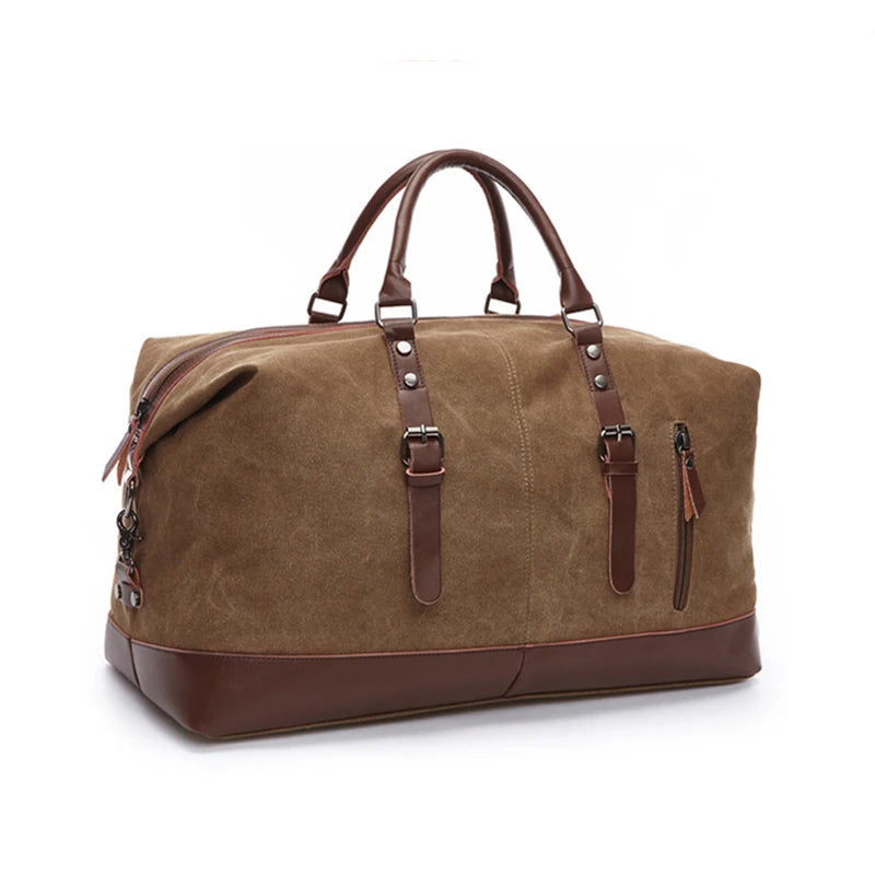 Men's Canvas & Leather Travel Duffle Bag