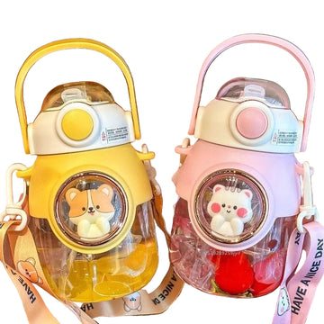 Kids Cartoon Bottle with Straw & Handle