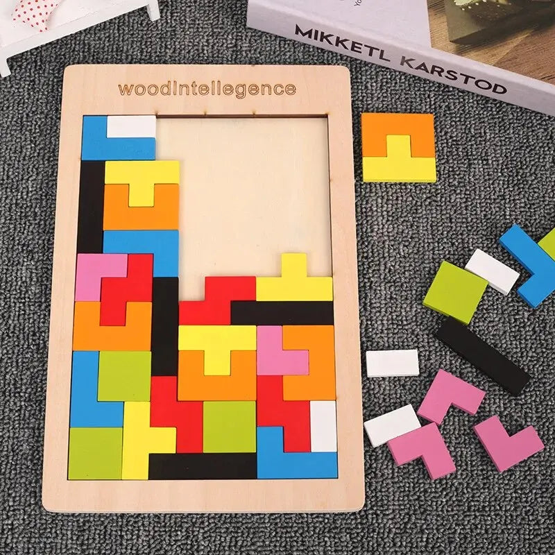 Wooden Puzzle Thinking Logic Square Toy