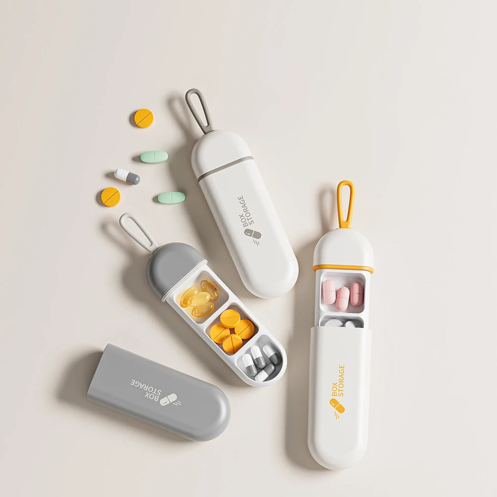Portable 3-Slot Medicine Case Box
