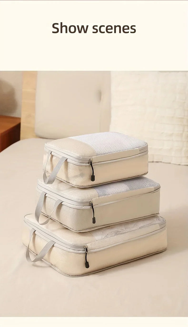 3-Piece Travel Compression Packing Cubes Set