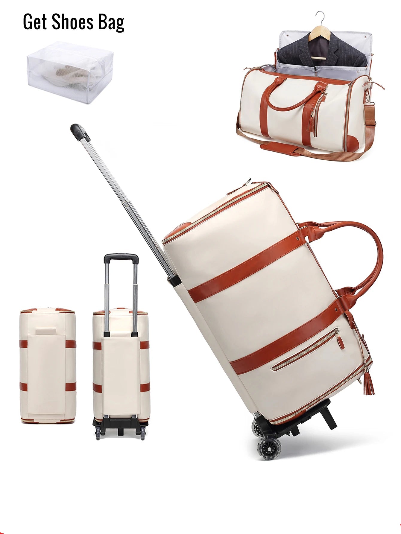 Carry-On PU Leather Duffel Luggage for Business & Leisure